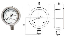 Manômetros / Modelo: Ø 50mm - Ø 60mm - Ø 66mm - Ø 100mm - Ø 150mm - Ø 200mm - Ø 250mm - Ø 300mm